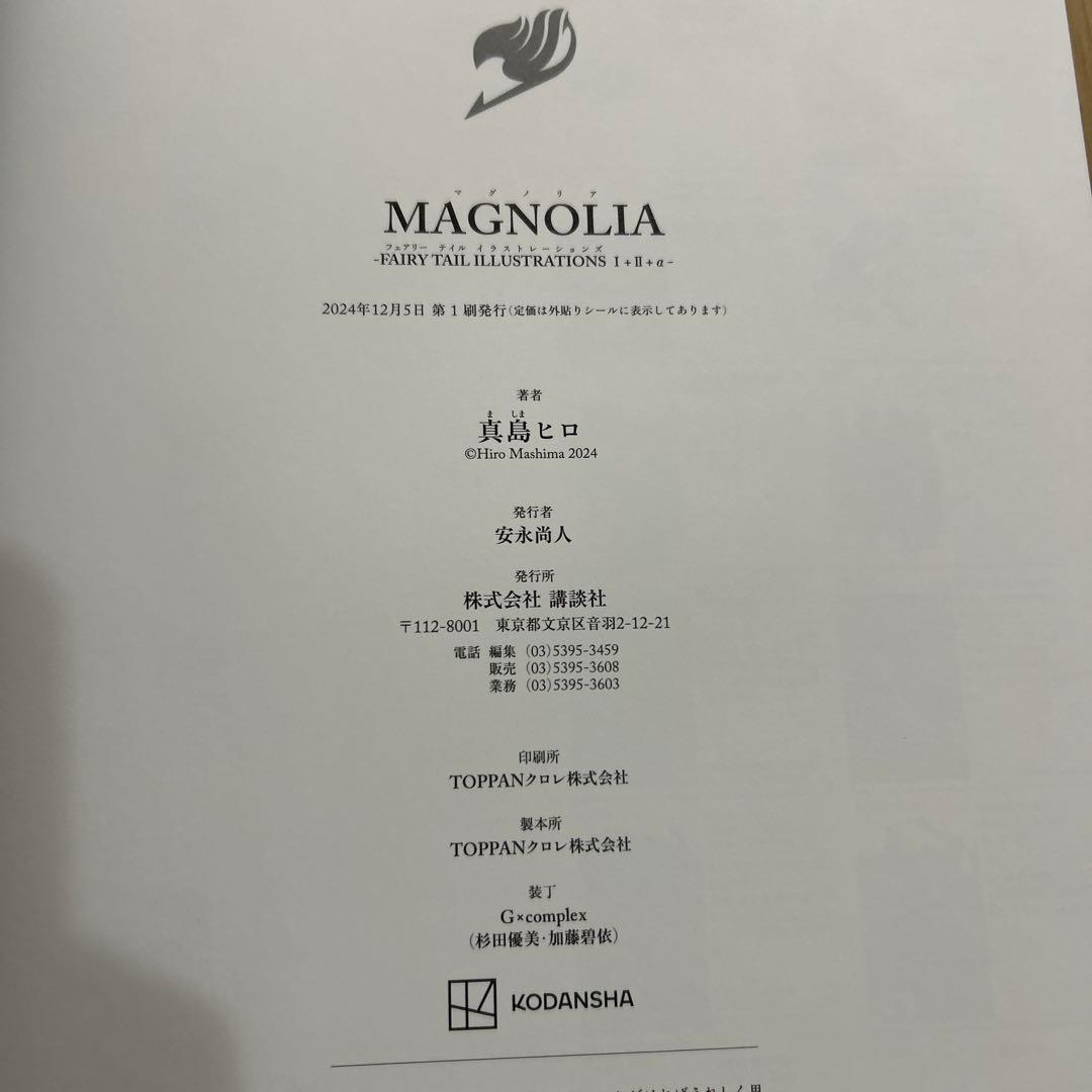 MAGNOLIA FAIRY TAIL イラスト集　画集　真島ヒロ　マガジン絶版