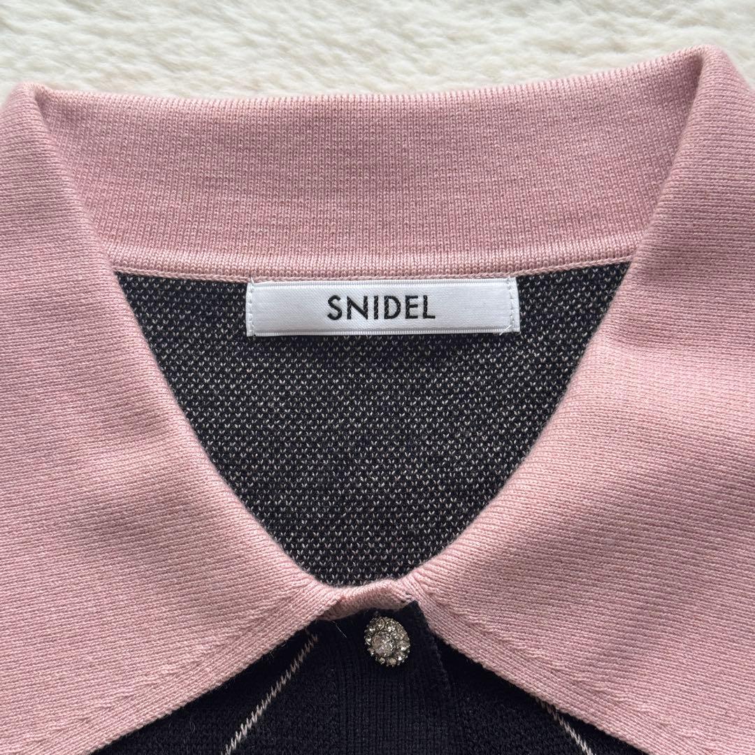 25AW SNIDEL アーガイルチェックカーディガン ブラック