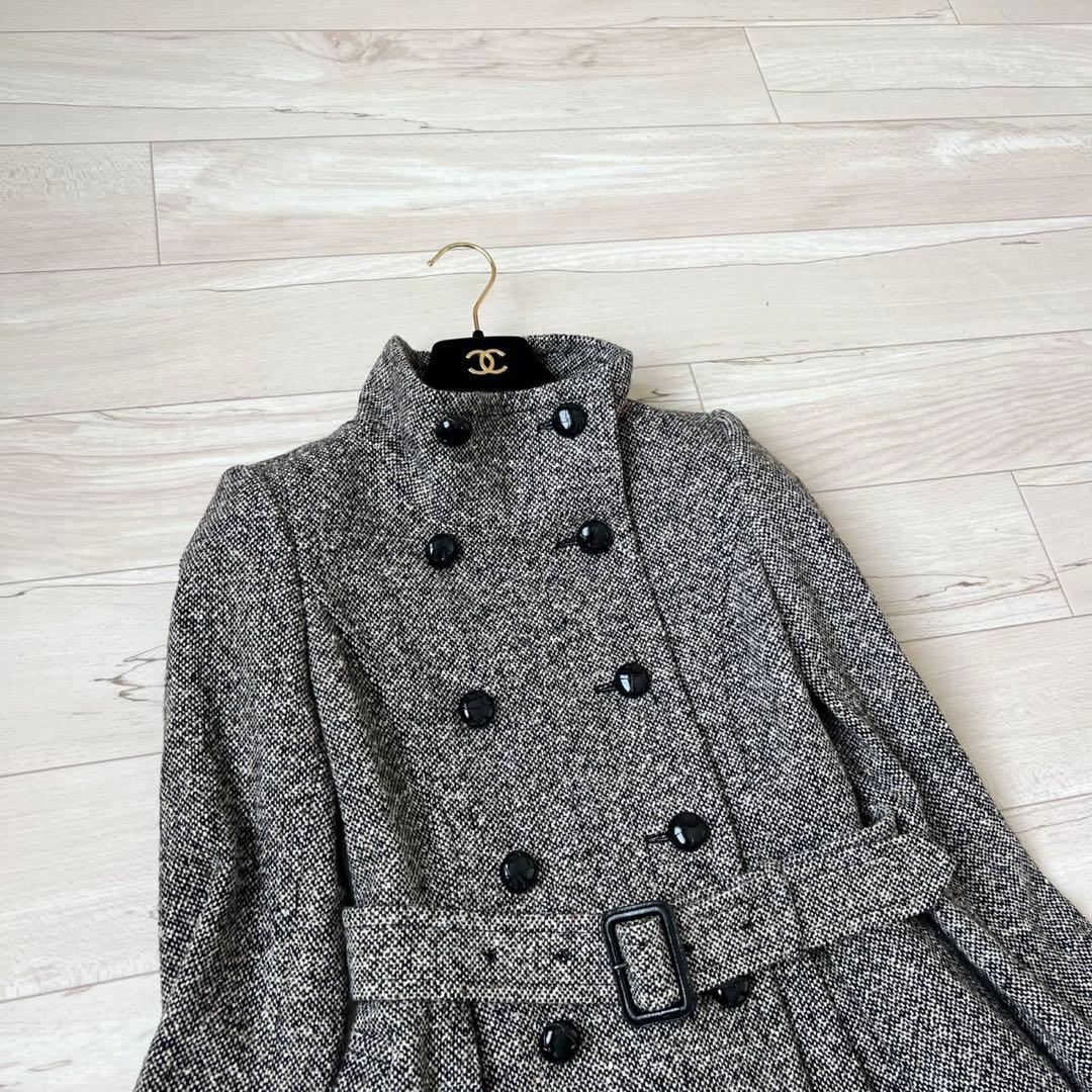 希少　BURBERRY BLACK LABEL ツイードロングコート　ダブル