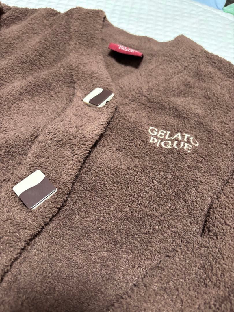 ジェラートピケベビモコチョコレートボタンカーディガン　ブラウンサイズF