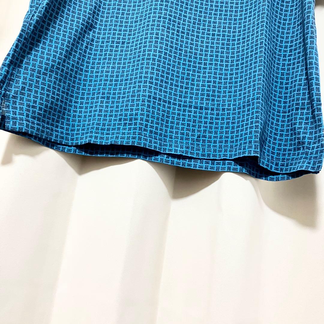 エルメス Tシャツ XL Hロゴ 総柄 ブルー 半袖 HERMES