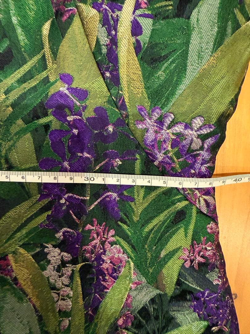 「にゃお」花柄ノースリーブひざ丈ワンピース M
