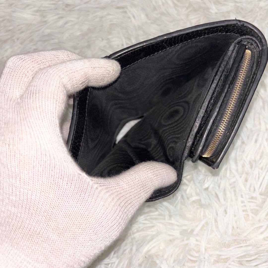現行 GUCCI 折り財布 ダブルG バイカラー ミディアムウォレット　黒