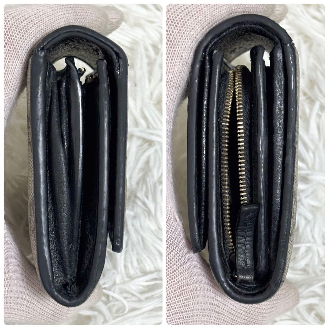 現行 GUCCI 折り財布 ダブルG バイカラー ミディアムウォレット　黒