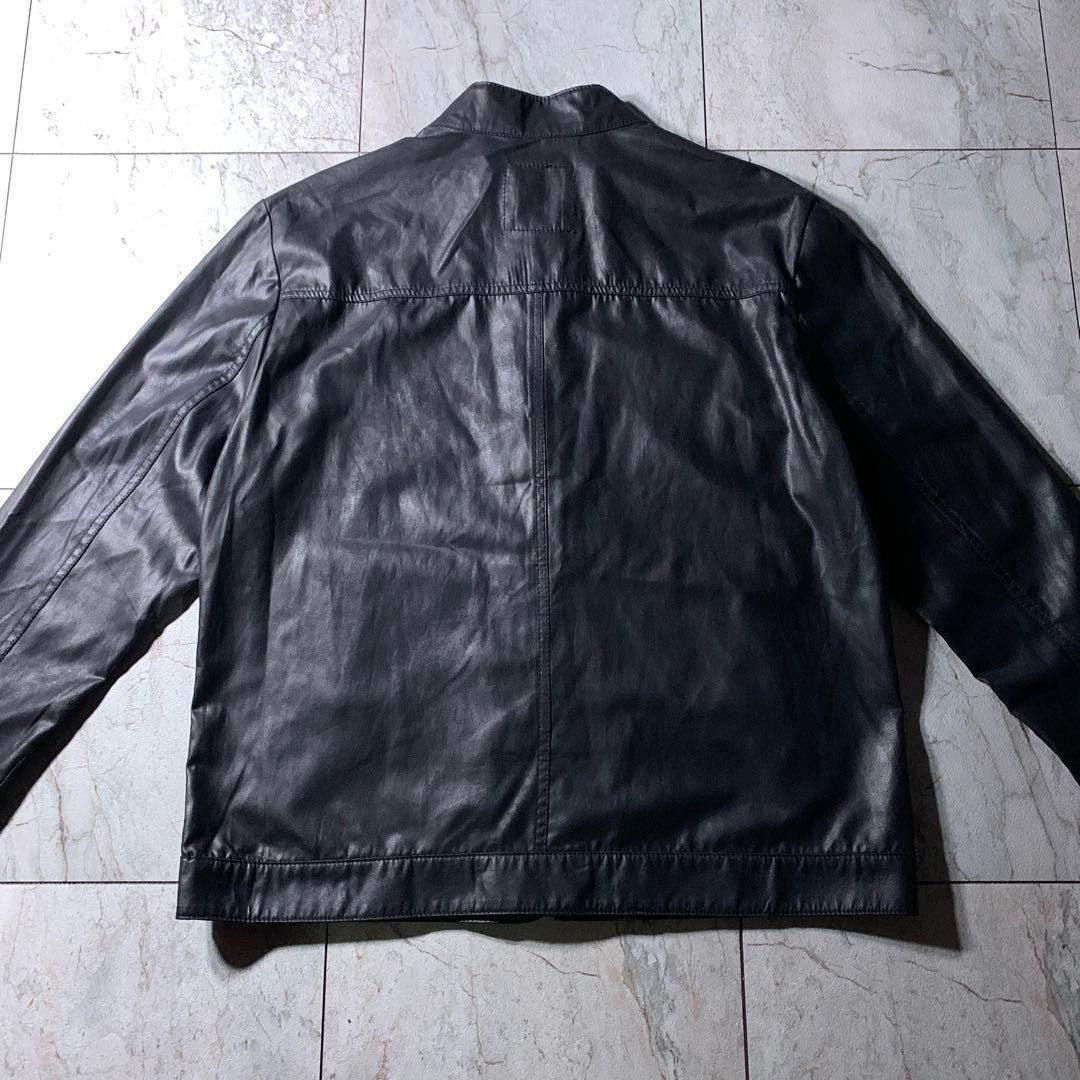 OLD GAP 短丈 フェイクレザー ハリントンジャケット スイングトップ 黒