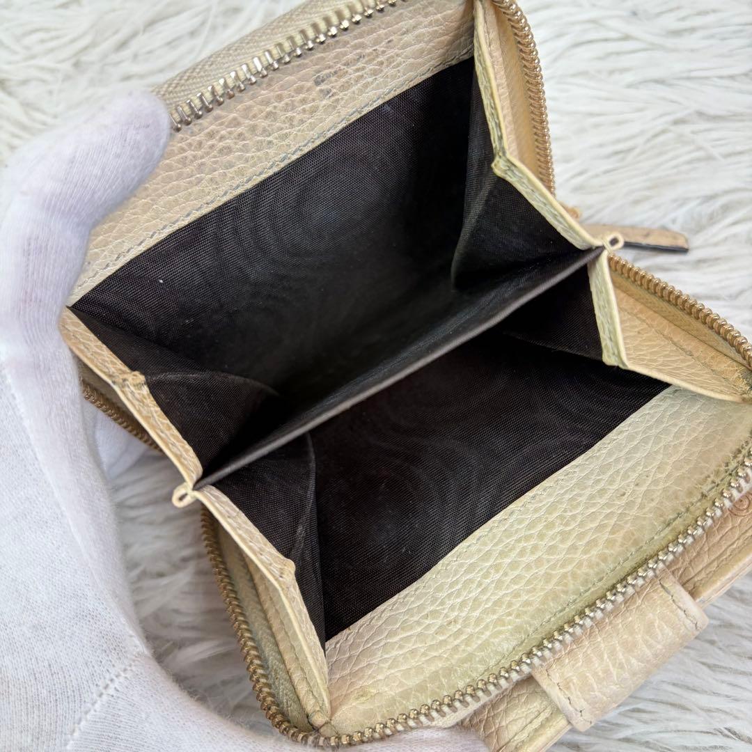 美品✨GUCCI 二つ折り財布　コンパクトジップ　GGキャンバス　ホワイト