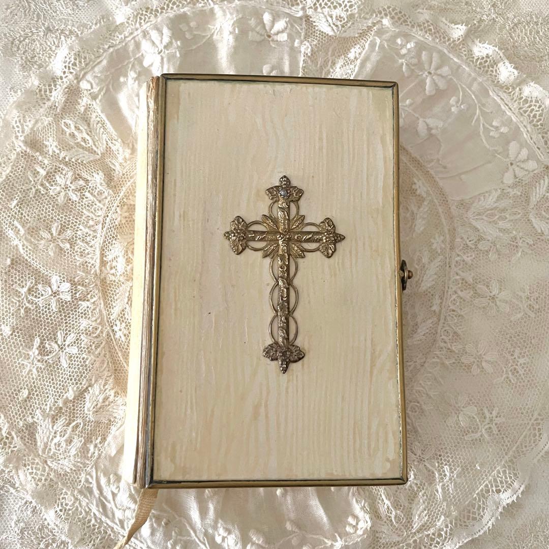 【 EH411 】アンティーク 祈祷書 聖書 ミセル バイブル 洋書 メダイ A