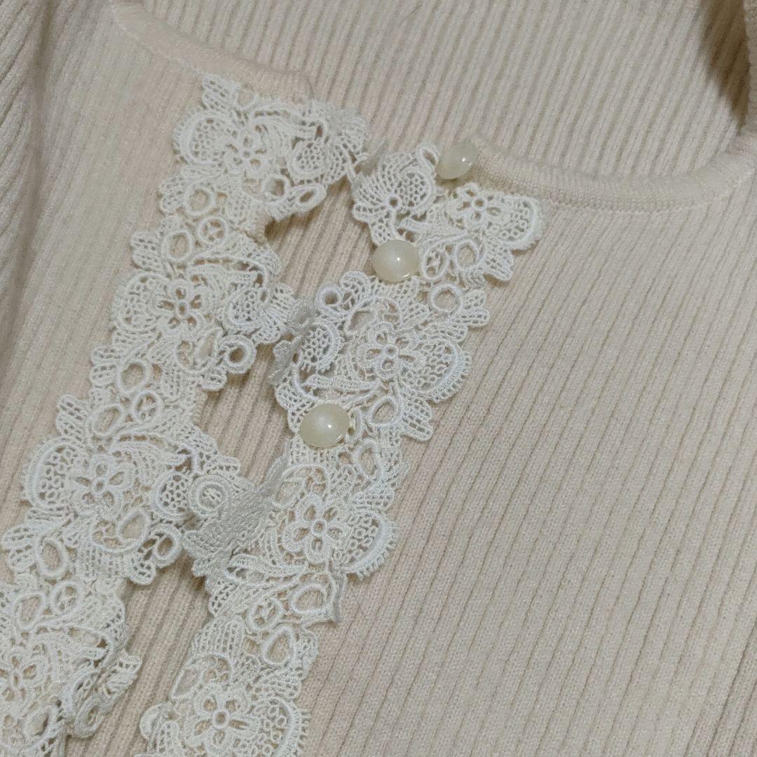 L'EST ROSE ボレロカーディガン 刺繍入りカーディガン ホワイト
