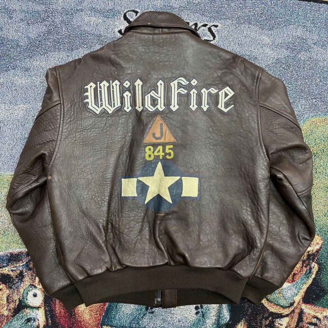 90s AVIREX A-2 Wild Fireレザーフライトジャケット