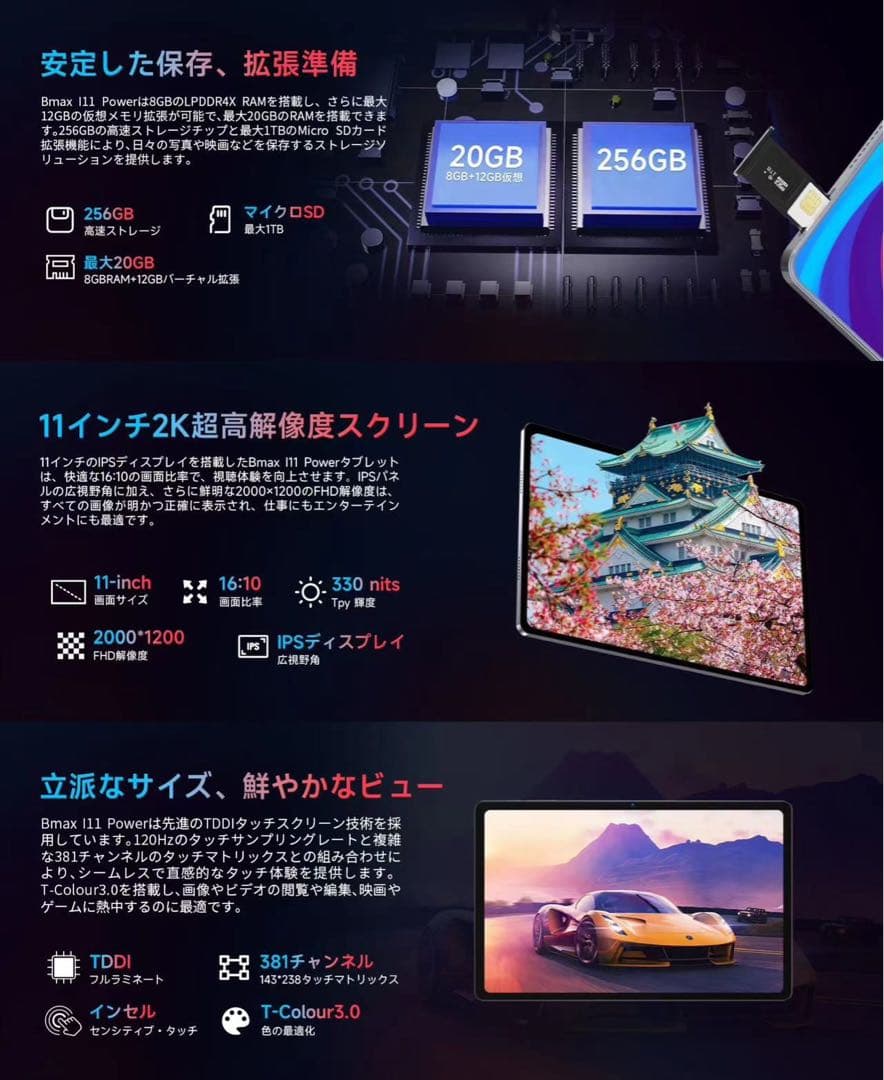I11 Power 11インチタブレット 20GB+256GB