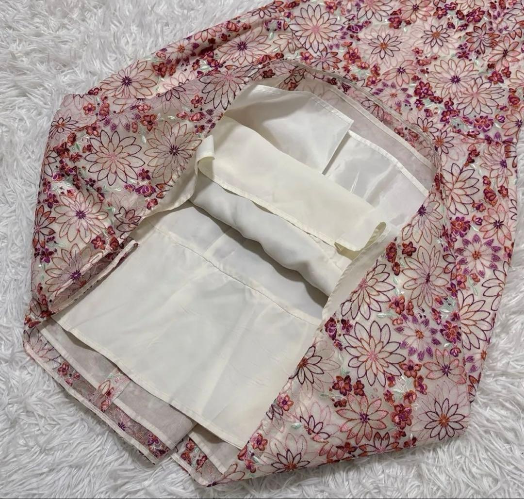 トッカ 花柄　総刺繍 ノースリーブ ワンピース　ピンク系 総柄　S相当