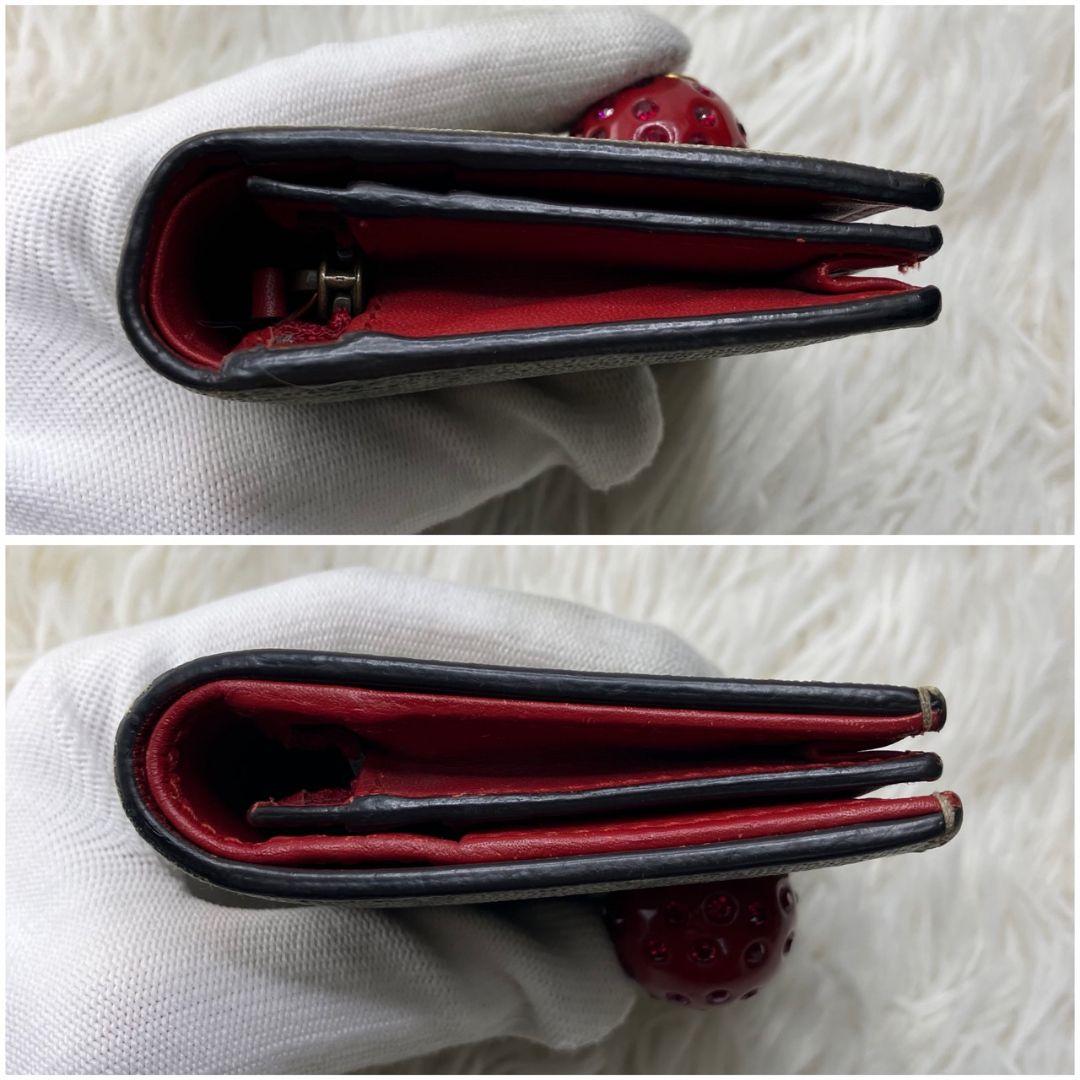 ✨美品✨ GUCCI 二つ折り財布 チェリー GG柄 ストーン抜けナシ