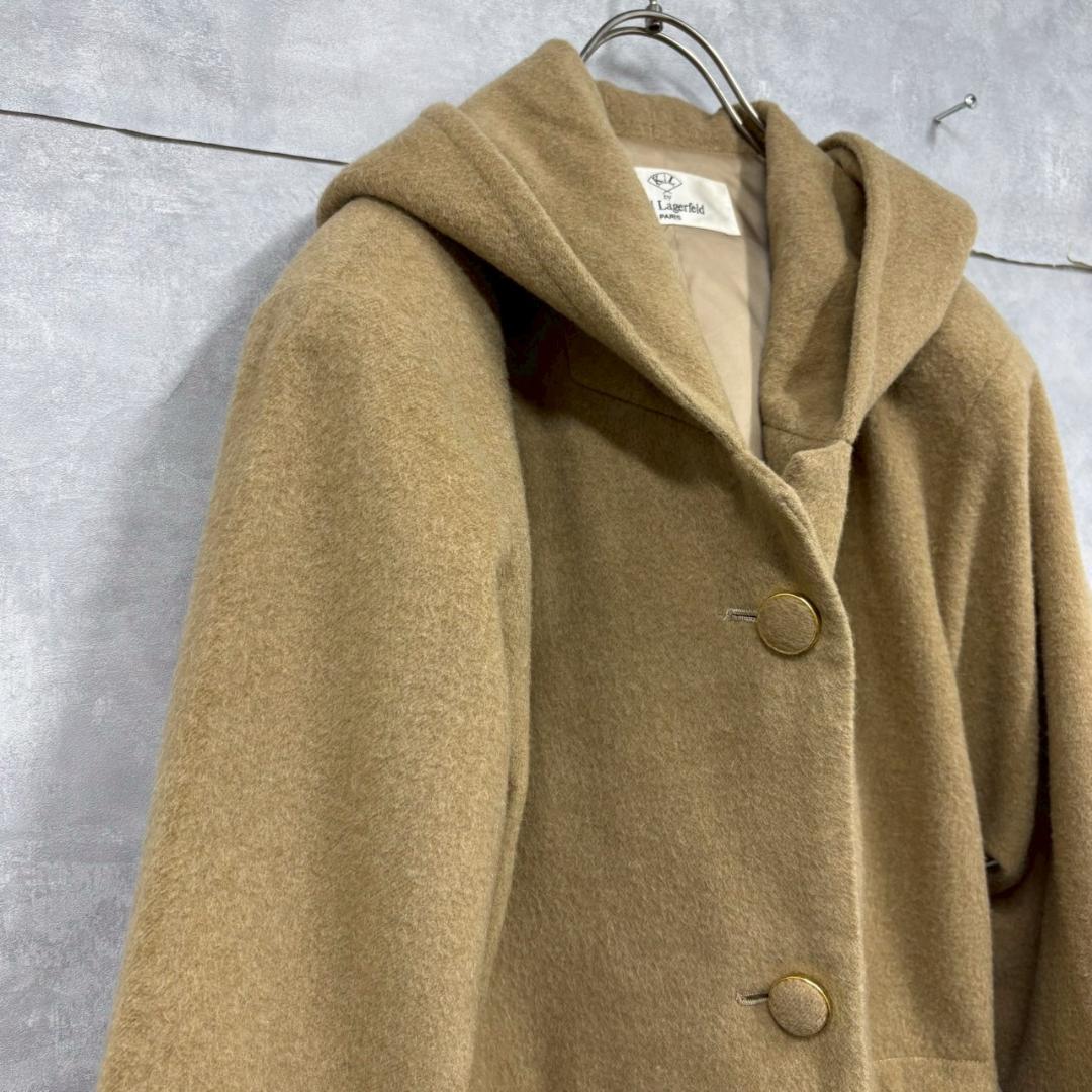 Karl Lagerfeld フーディ フリンジデザインウールコート N1558