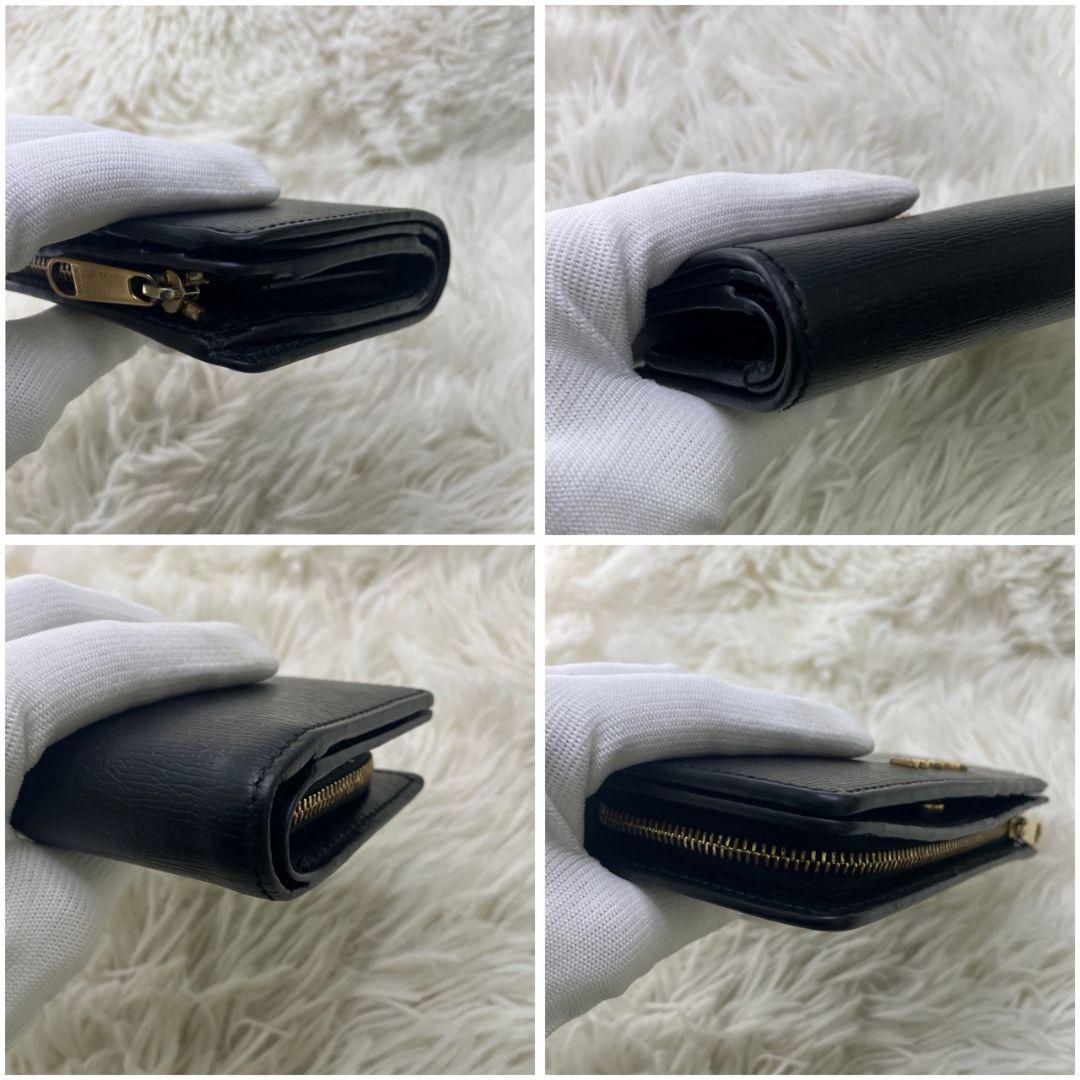 未使用級✨グッチ 772639 レザー コンパクトウォレット 二つ折り財布 黒