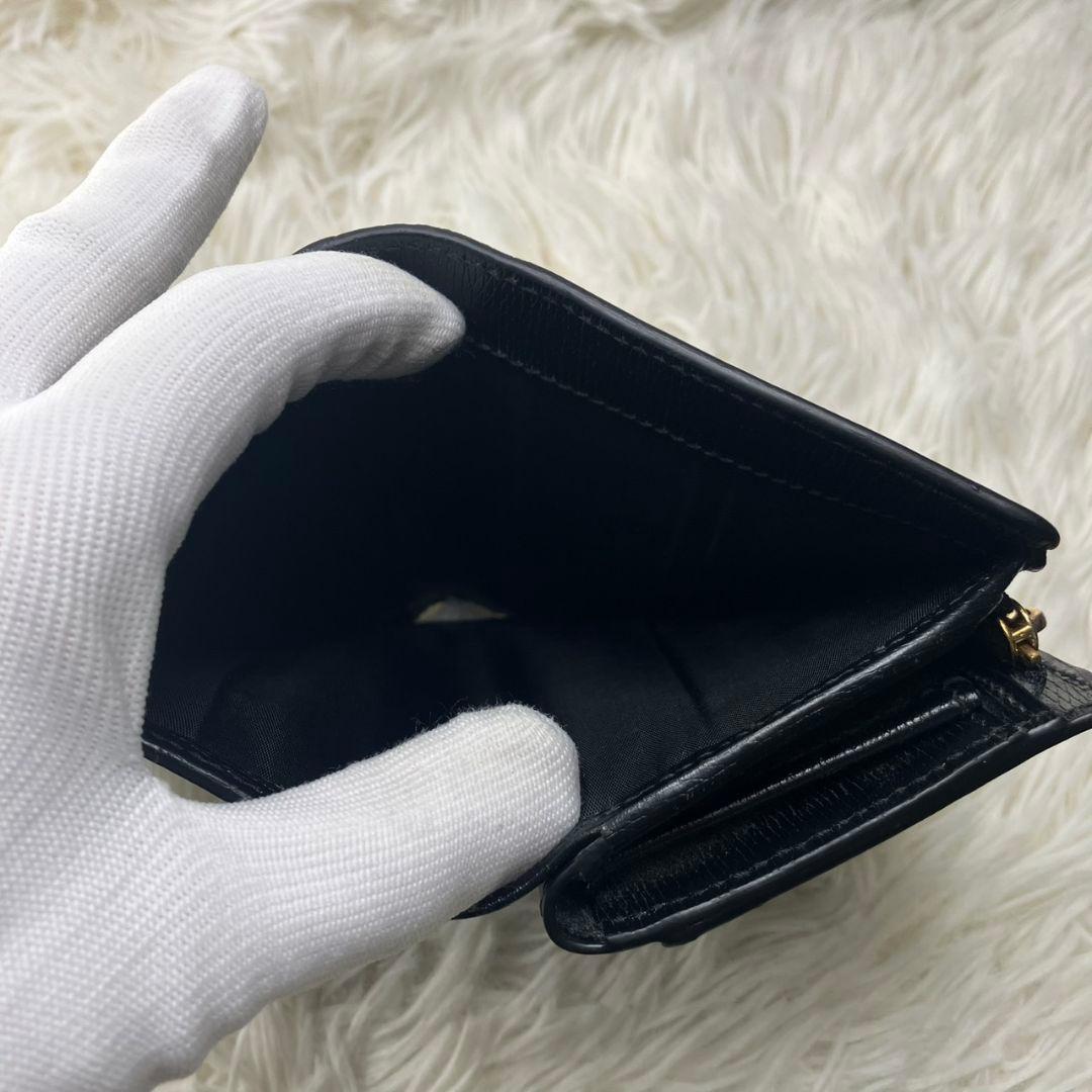 未使用級✨グッチ 772639 レザー コンパクトウォレット 二つ折り財布 黒