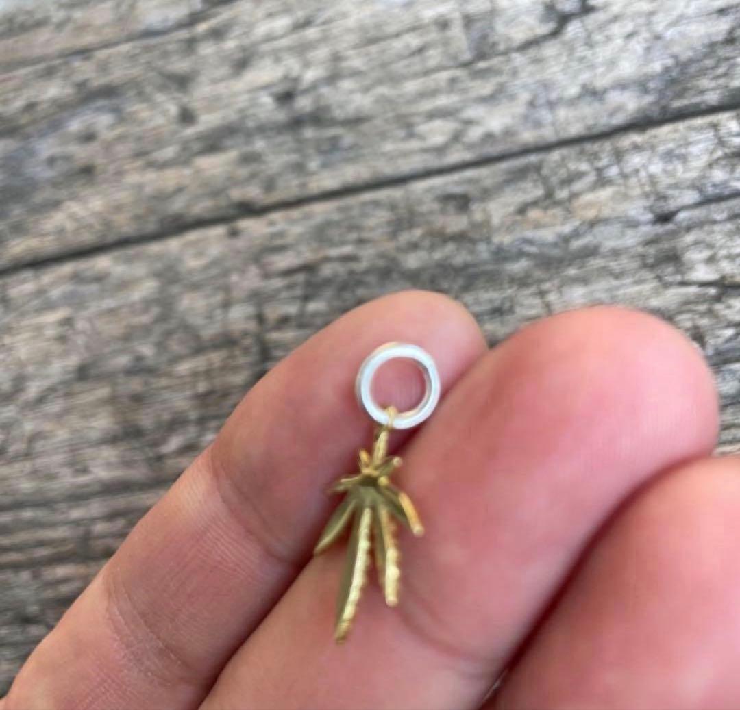 全金 グラス ネックレス トップ フェザー ハンドメイド ノーブランド