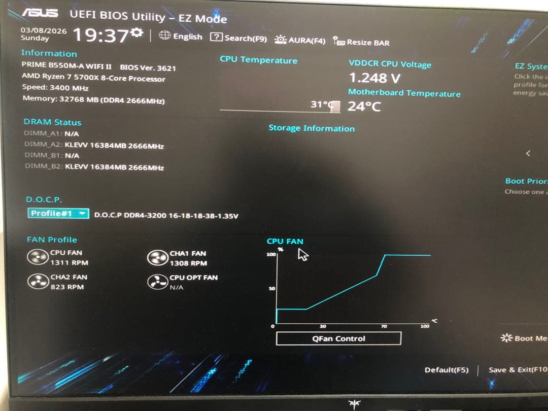 CPU 5700X & B550M-A WIFI II & Wraith Prism