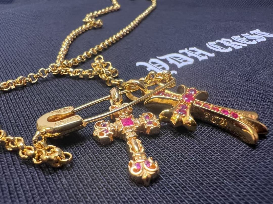 ★DJFZ2SZ　22K金メッキS925　クロスネックレスセット
