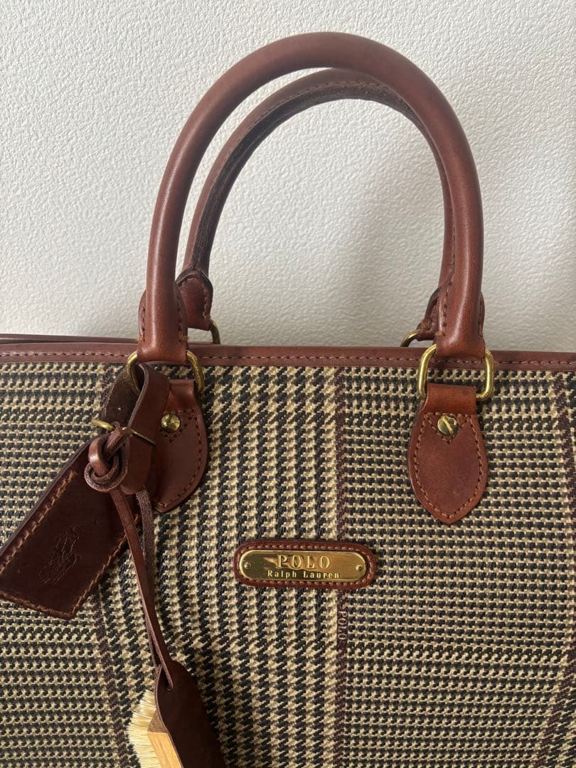 【美品】ポロ ラルフローレン 千鳥格子 チェック ボストンバッグ 2way