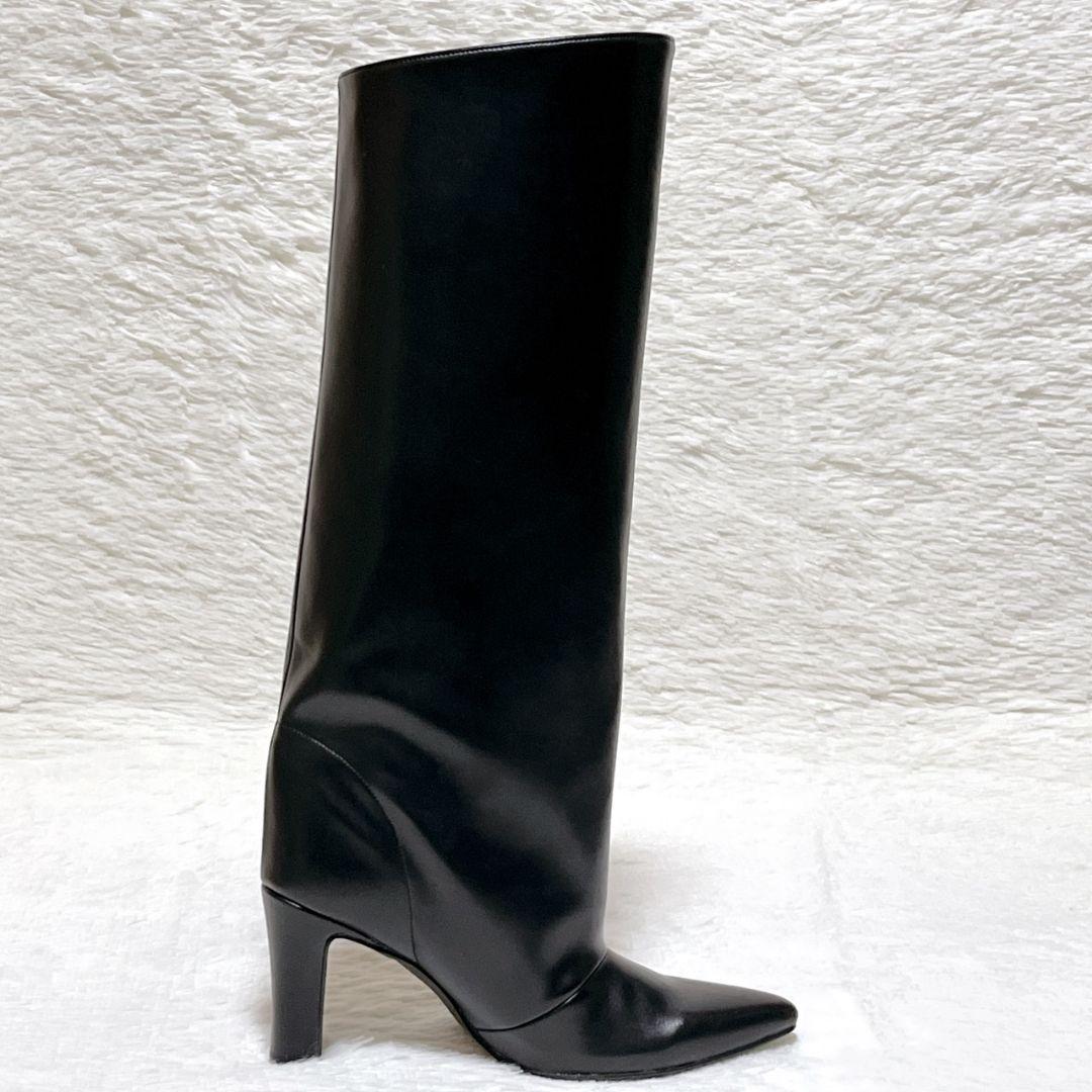 【極美品】 MAMIAN カバーブーツ ロングポインテッドトゥ M 23.5