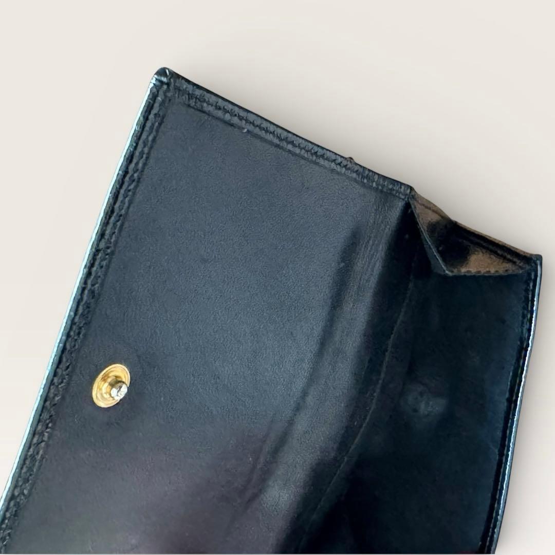 Yves Saint Laurent 二つ折り財布 Yメール パテント黒 封筒