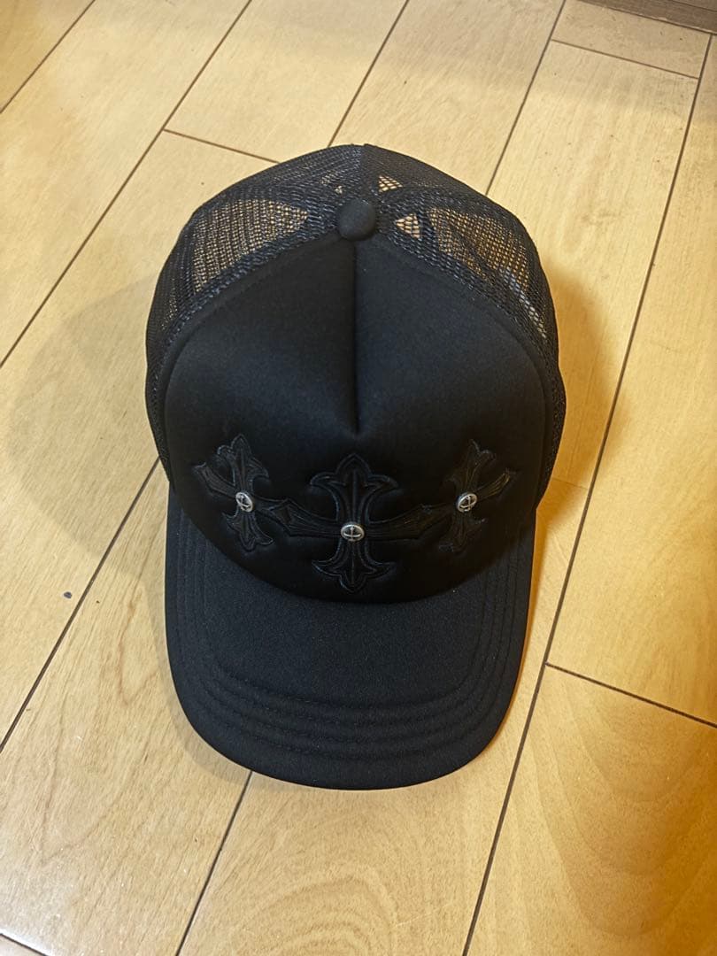 帽子 Triple Black Cross Leather Patch MeshCap