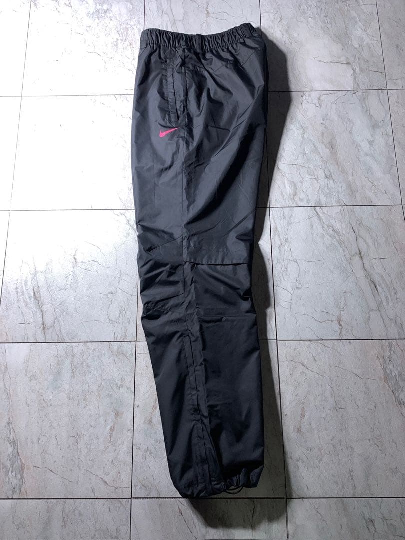 00s〜 NIKE 立体裁断 ワイド ナイロンパンツ ドローコード 黒 Y2K