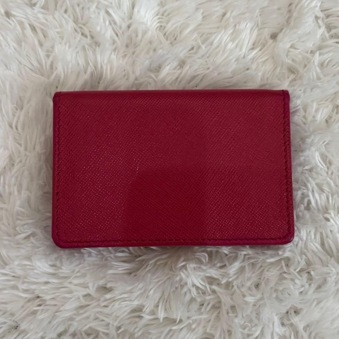 極美品　PRADA プラダ1M0881 サフィアーノレザー　名刺入れ　ピンク