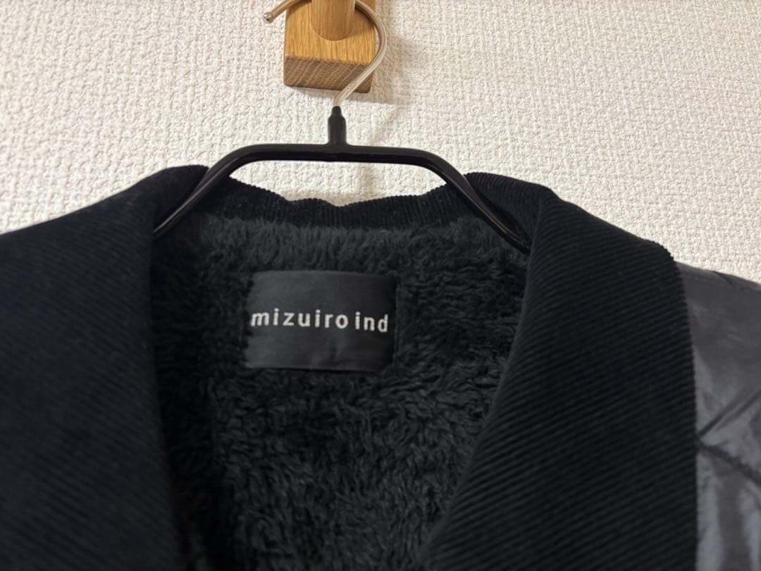 ミズイロインド　キルティングコート　ボア　フリース　ロングコート　ブラック
