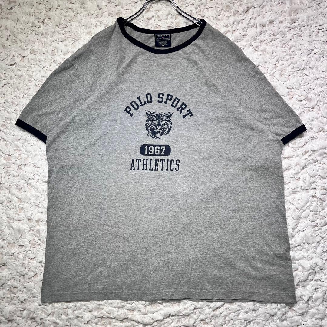 『90s』 POLO SPORT リンガー　Tシャツ タイガー グレー　【XL】