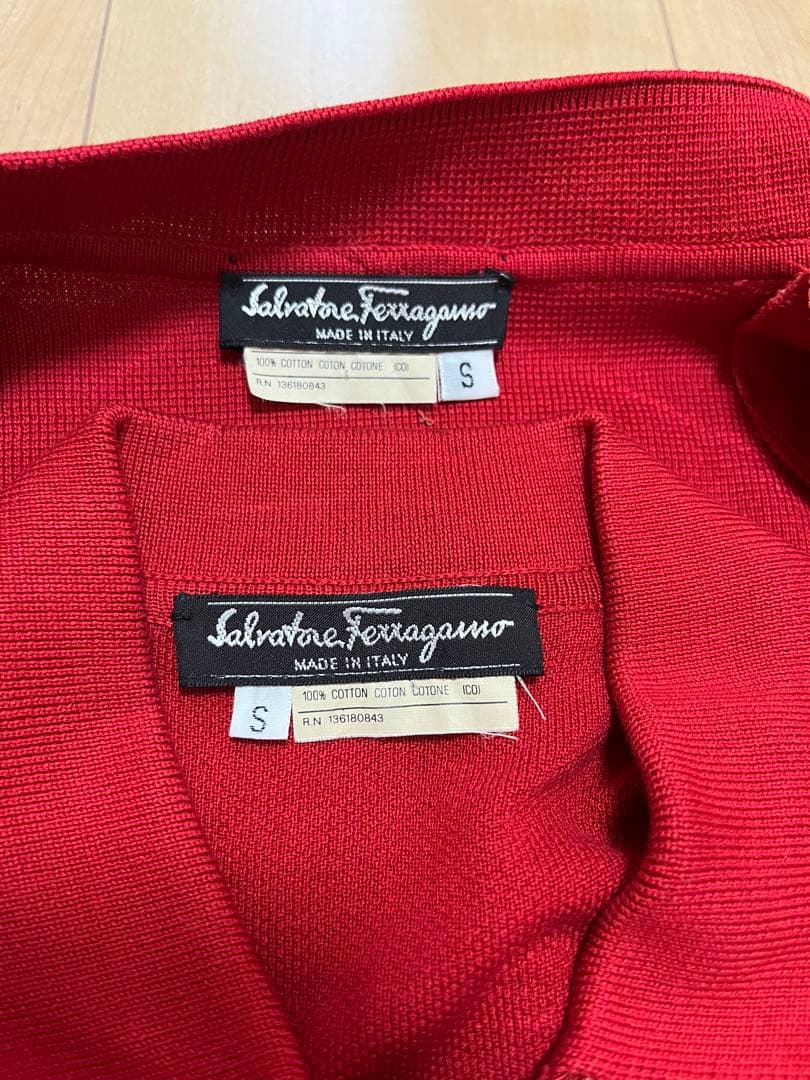 フェラガモ 長袖 ひざ丈ワンピース Salvatore Ferragamo 赤