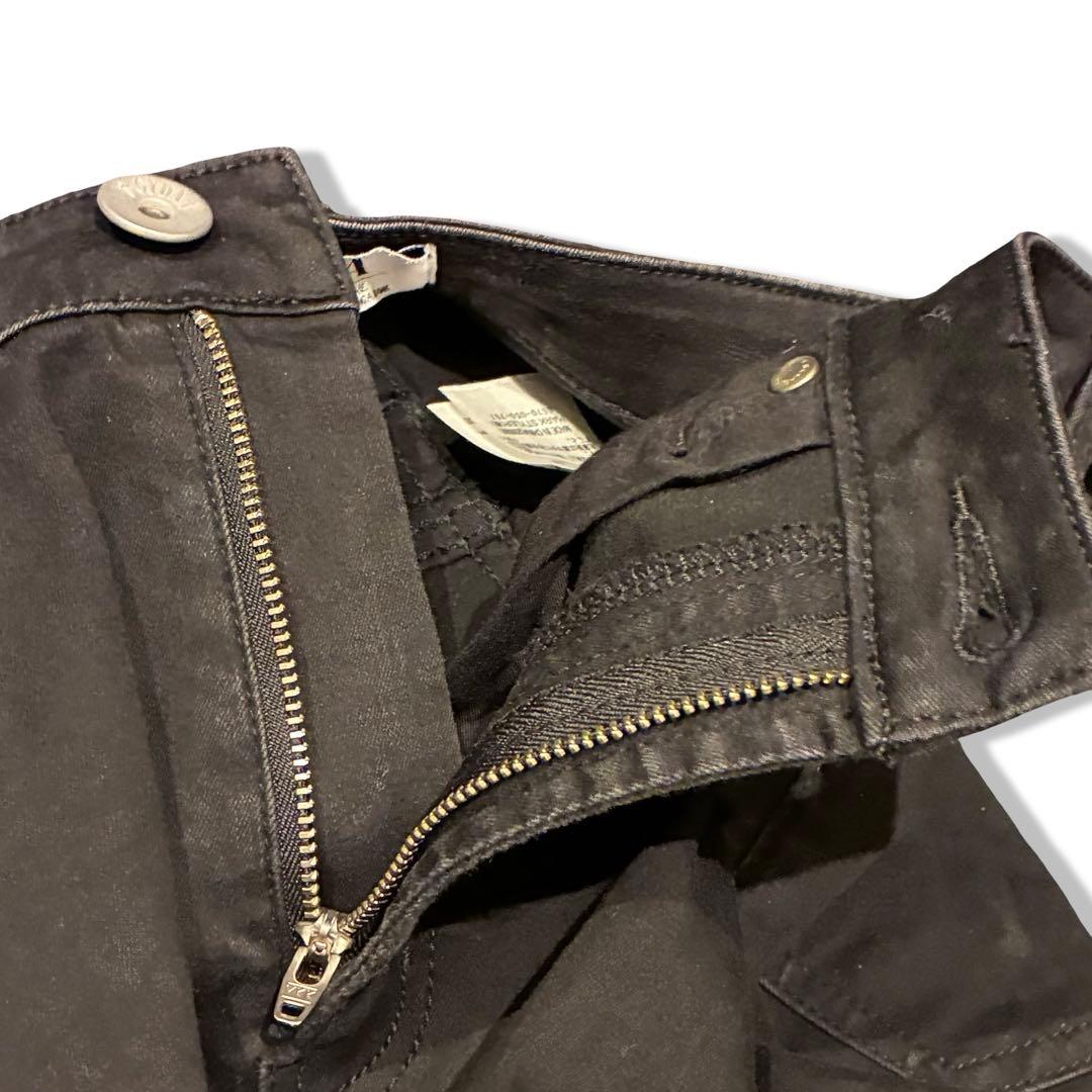 GYDA M/W BACKレースクロスデザインカラースキニーパンツ ブラック　M