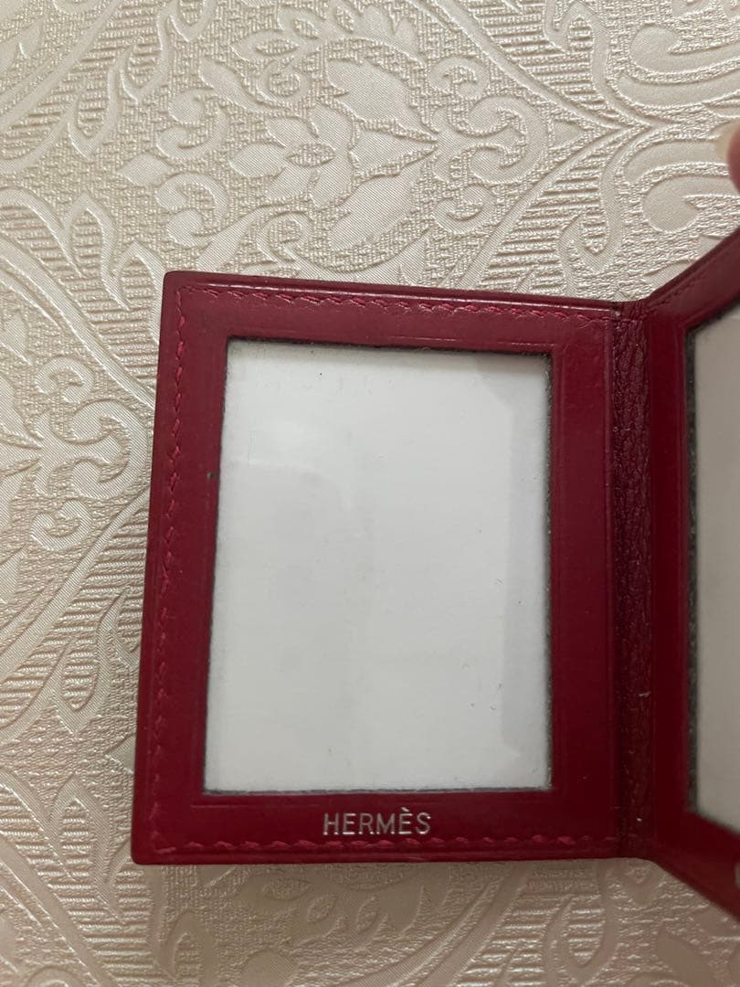 HERMÈS レザー フォトフレーム レッド