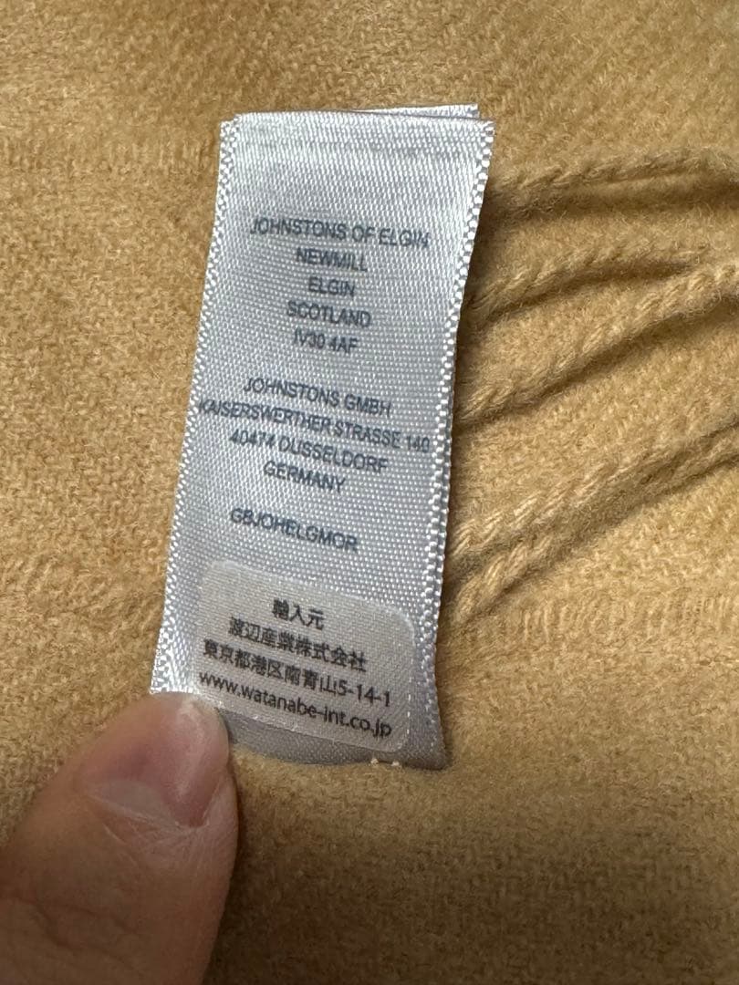 Johnstons of Elgin カシミヤ100% マフラー キャメル