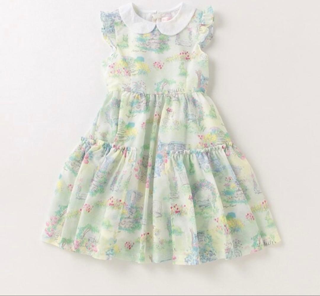 【新品】メゾピアノ　ガーデン柄　ワンピース　80 90