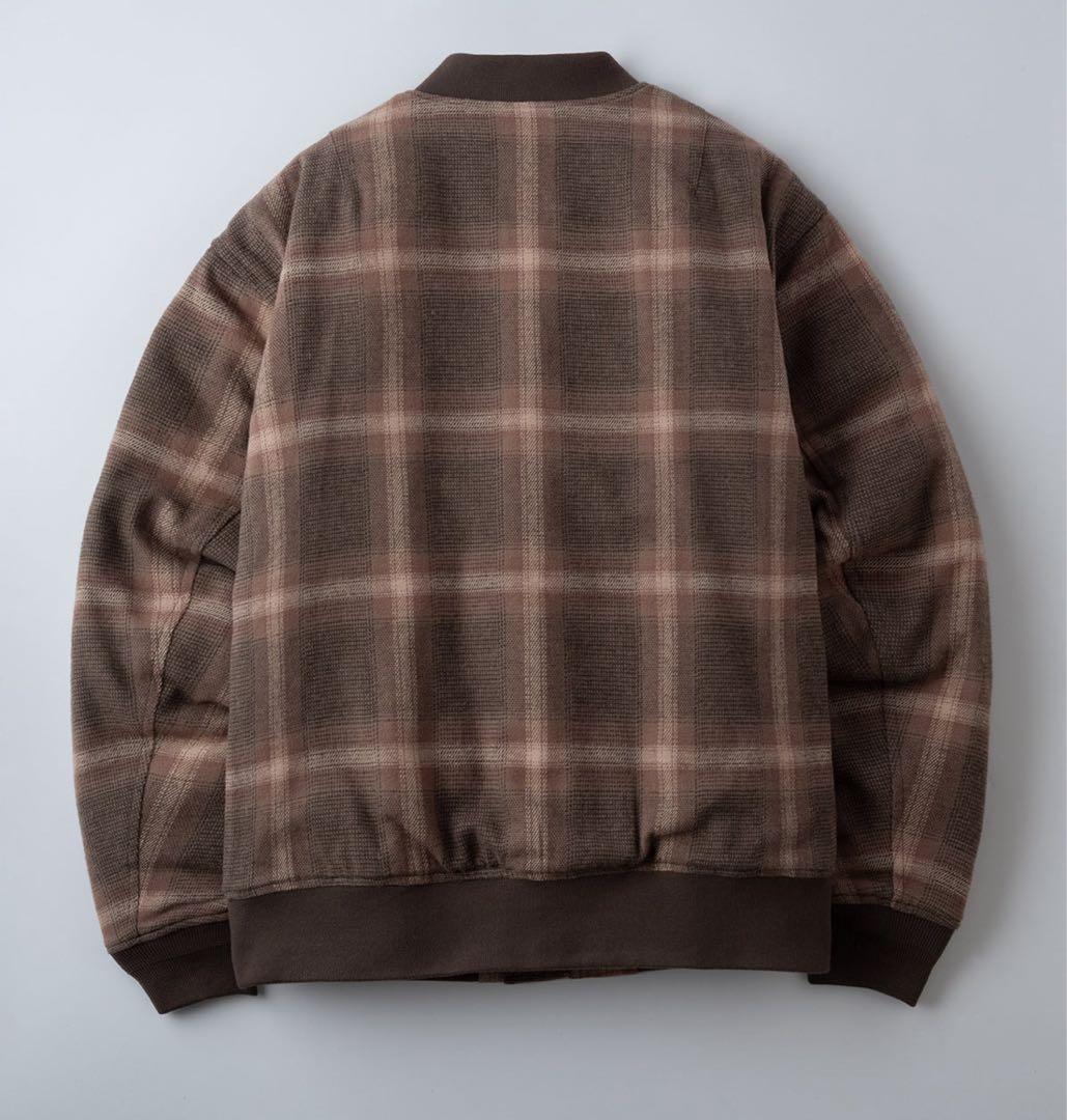 ブルコ　OMBRE CHECK BOMBER JACKET ブラウン　L