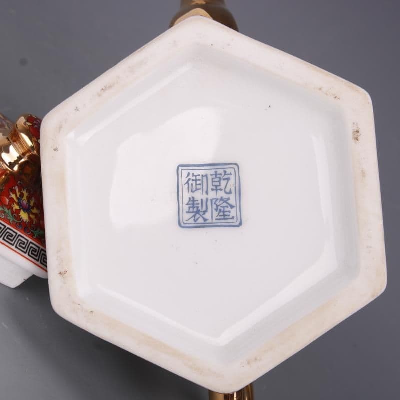 清乾隆摘糸法郎彩蒔金花鳥茶壺  装飾品  工芸品美術品 置物   新品未使用