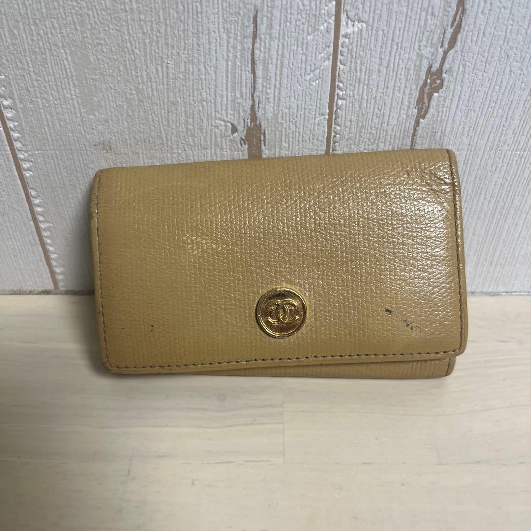 CHANEL ベージュ 長財布　タグ付きおまけキーケース付
