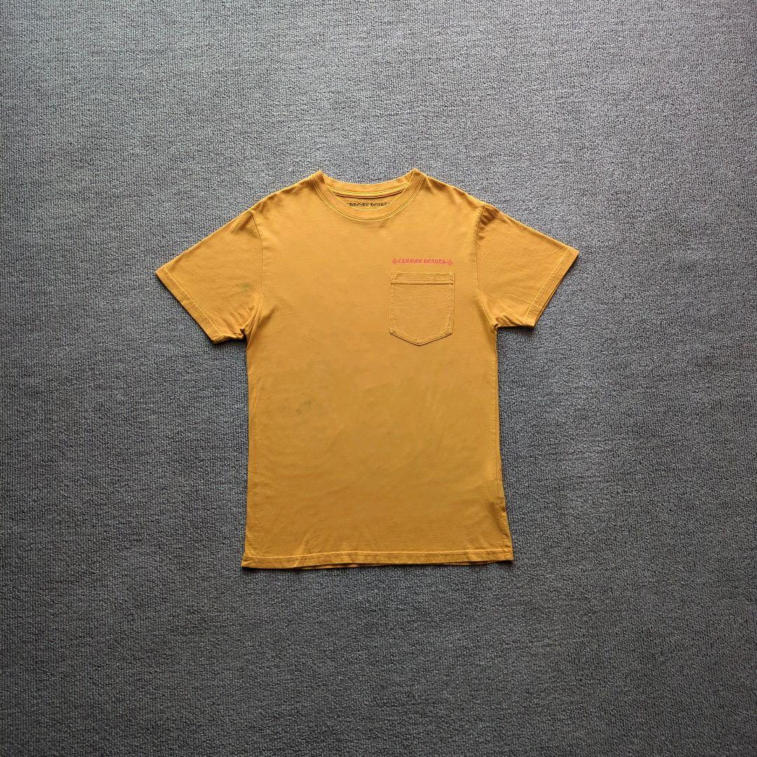 希少カラークロムハーツポケットTシャツSマスタードイエローバックプリントUSA製