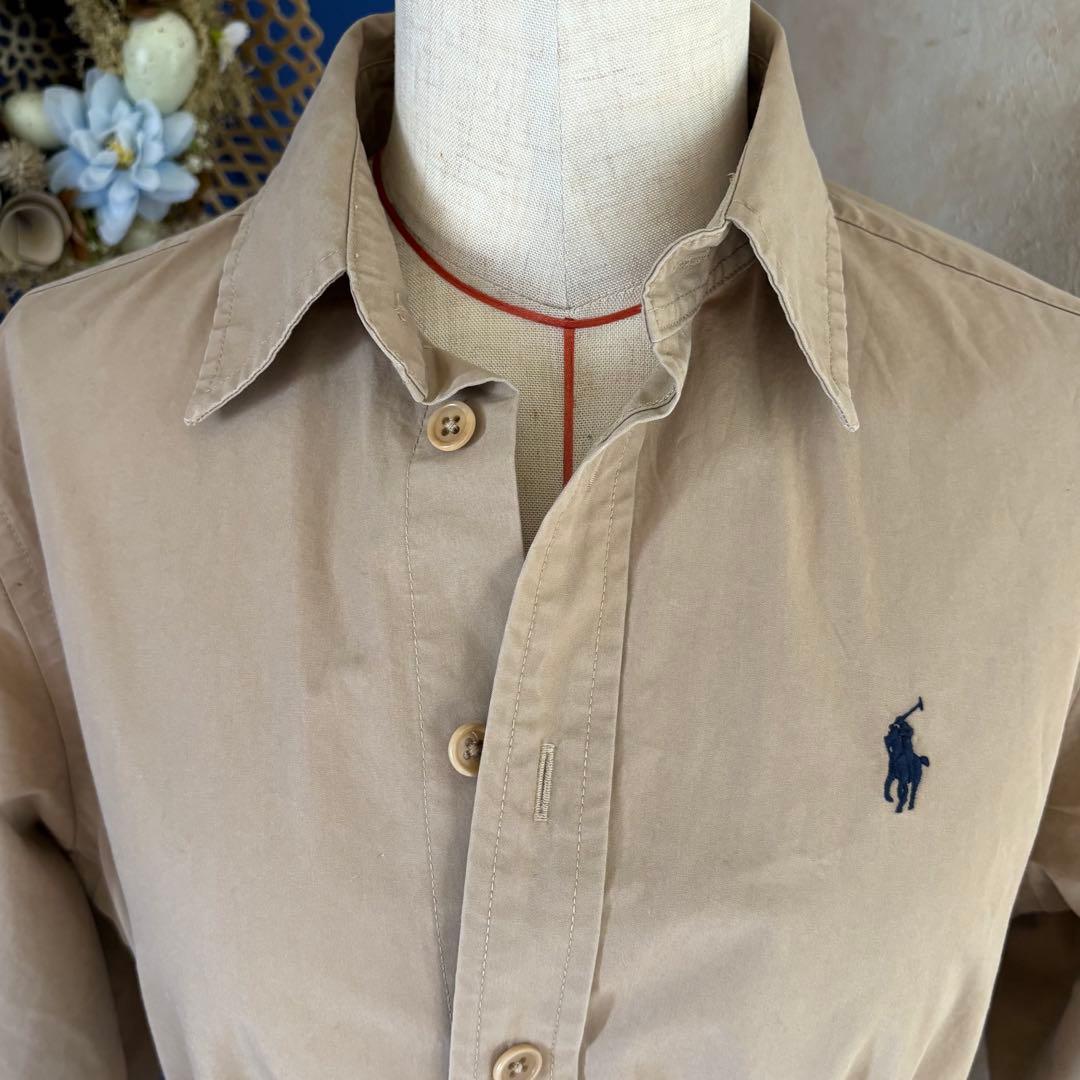 LAUREN RALPH LAUREN ベージュ シャツワンピース　ベルトリボン