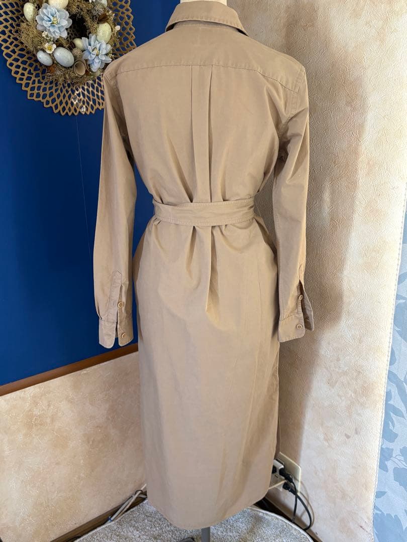 LAUREN RALPH LAUREN ベージュ シャツワンピース　ベルトリボン