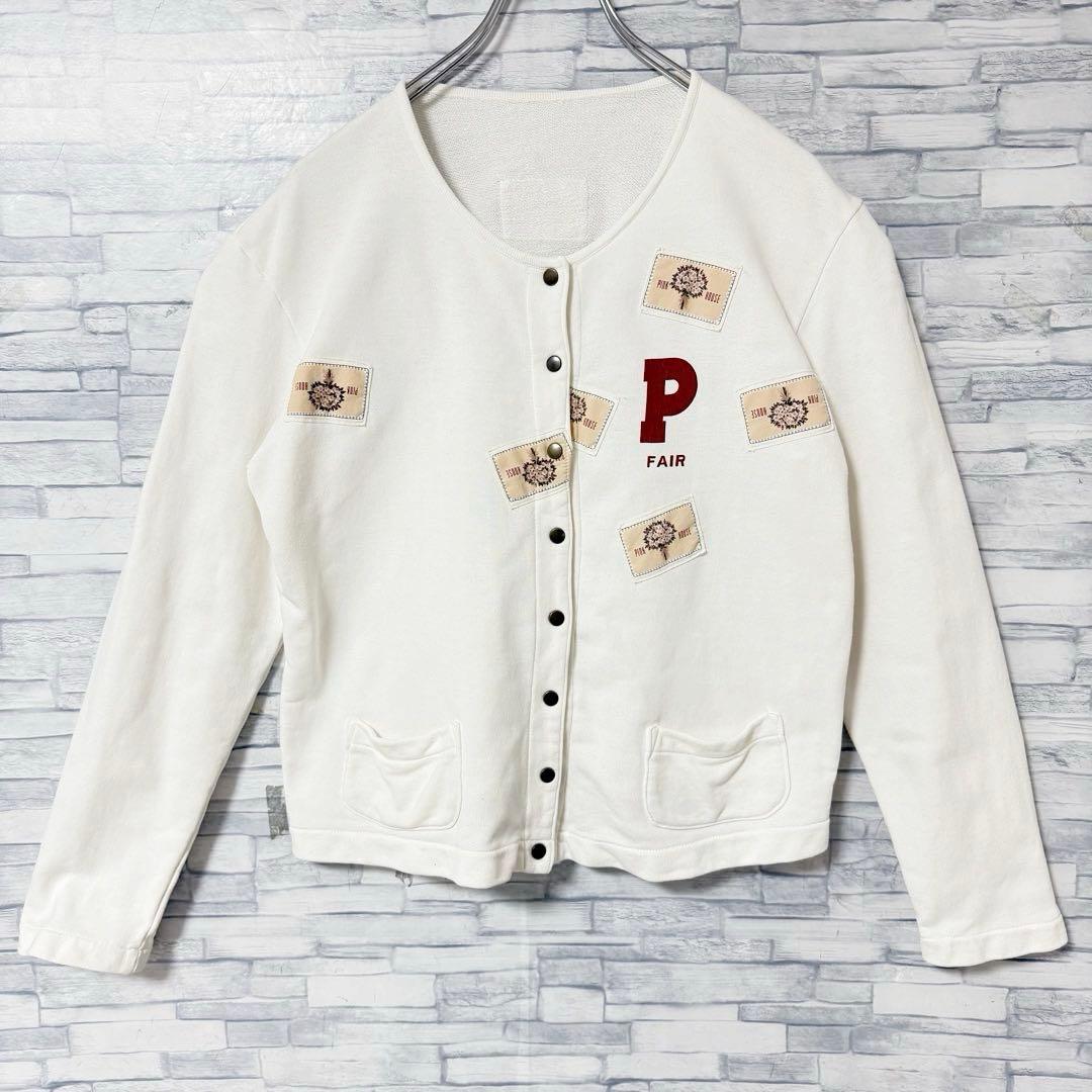 ピンクハウス PINK HOUSE スウェット スナップカーディガン ワッペンL