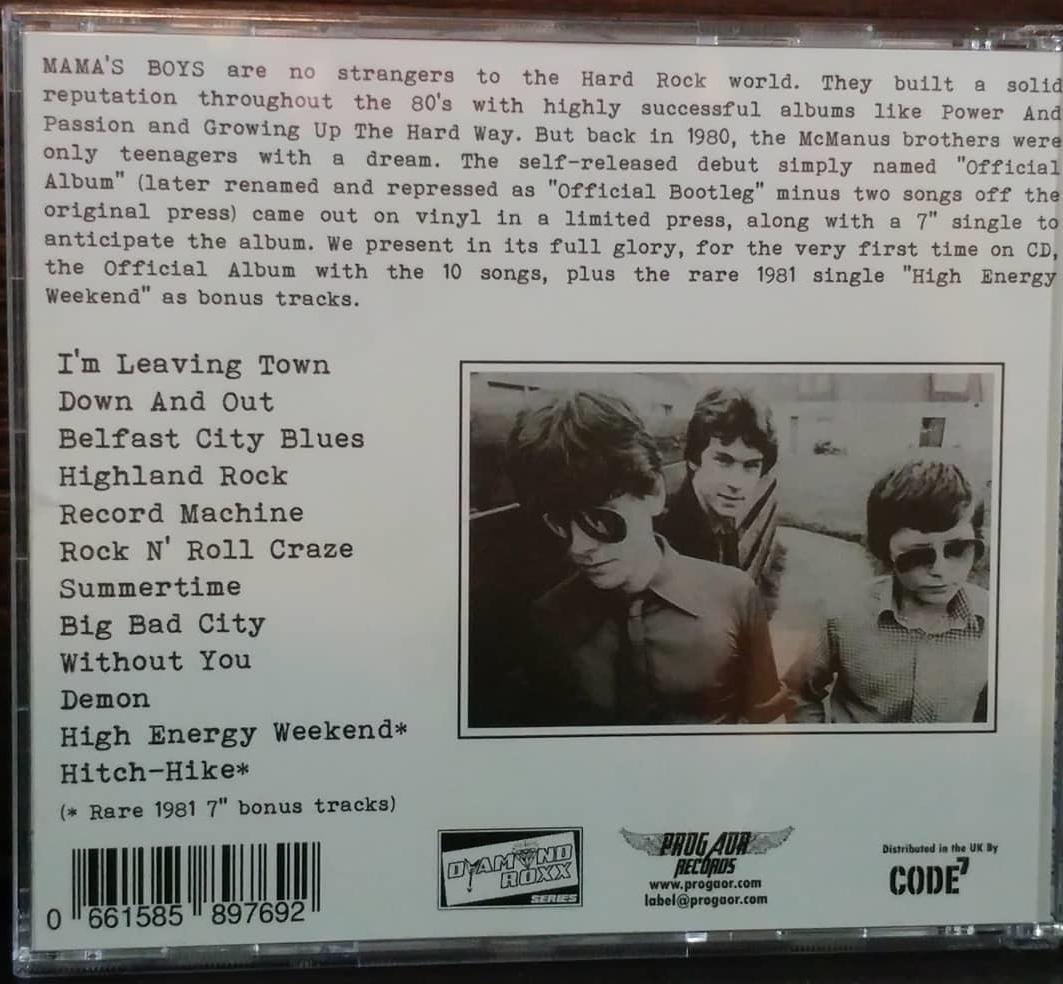 洋楽 MAMA'S BOYS /OFFICIAL BOOTLEG ALBUM 1980