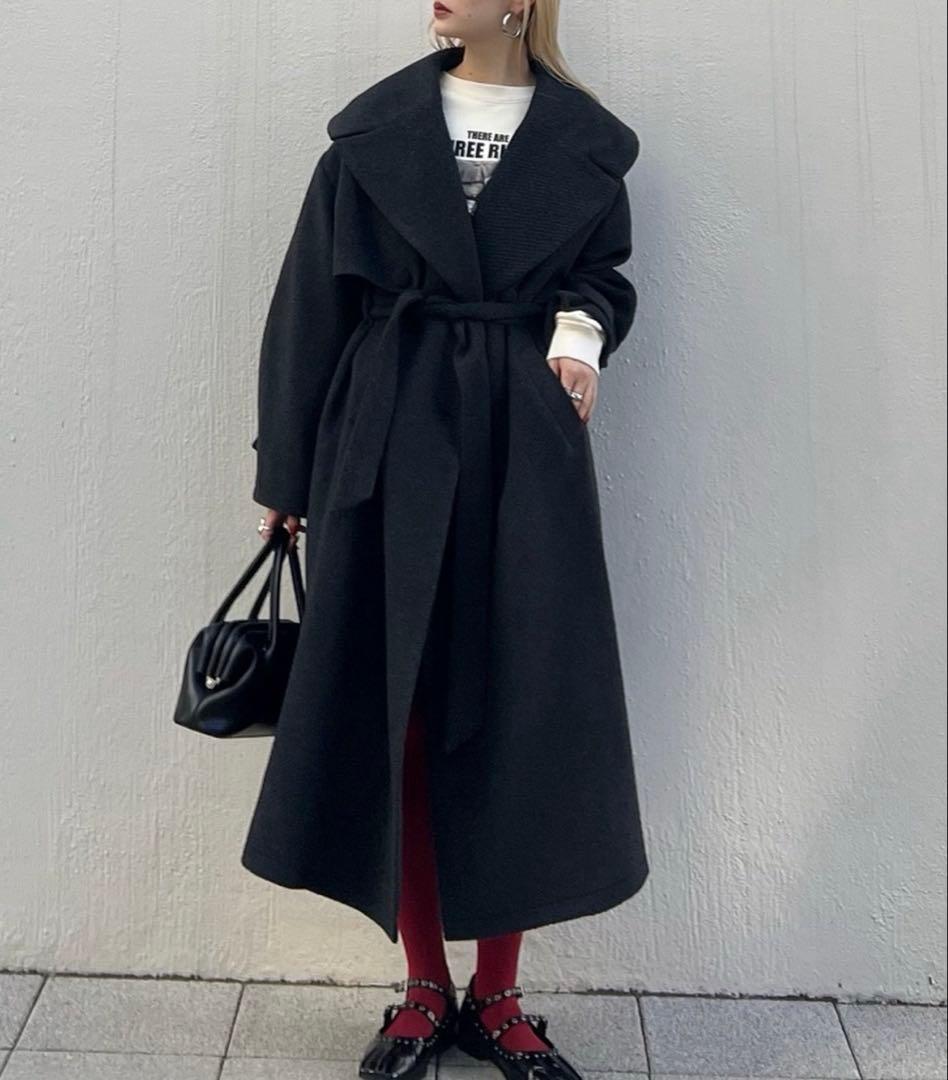 アメリ　BIG ROUND COLLAR WOOL LONG COAT