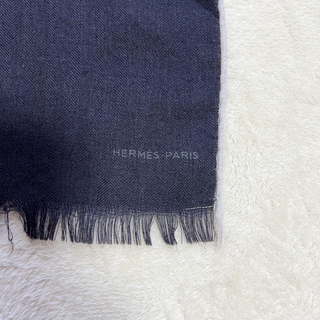 エルメス HERMES レクタングル ストール カシミヤ シルク　ブラック