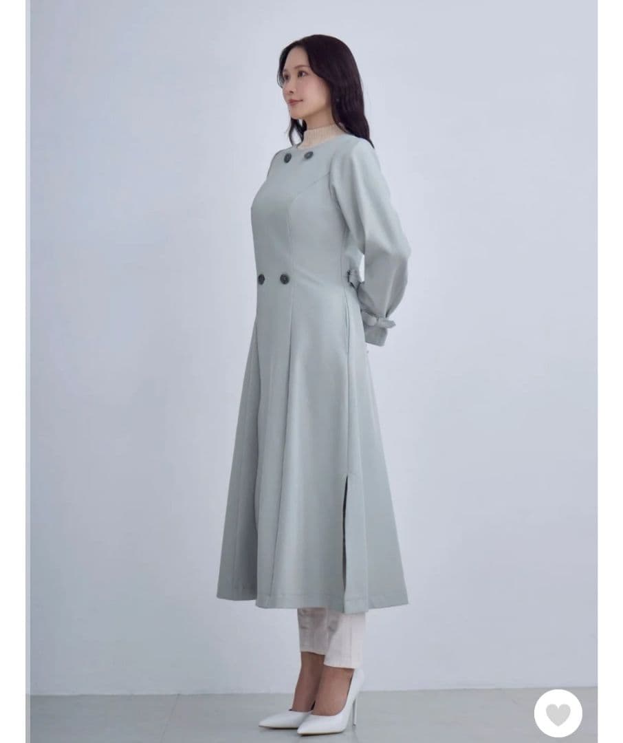overE/ 2wayノーカラートレンチコート26SS：アイスグレー / 90