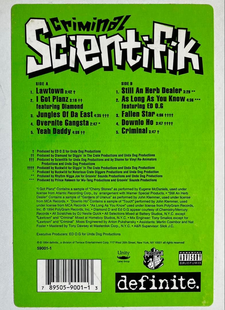 Scientifik / Criminal MASTERDISK刻印