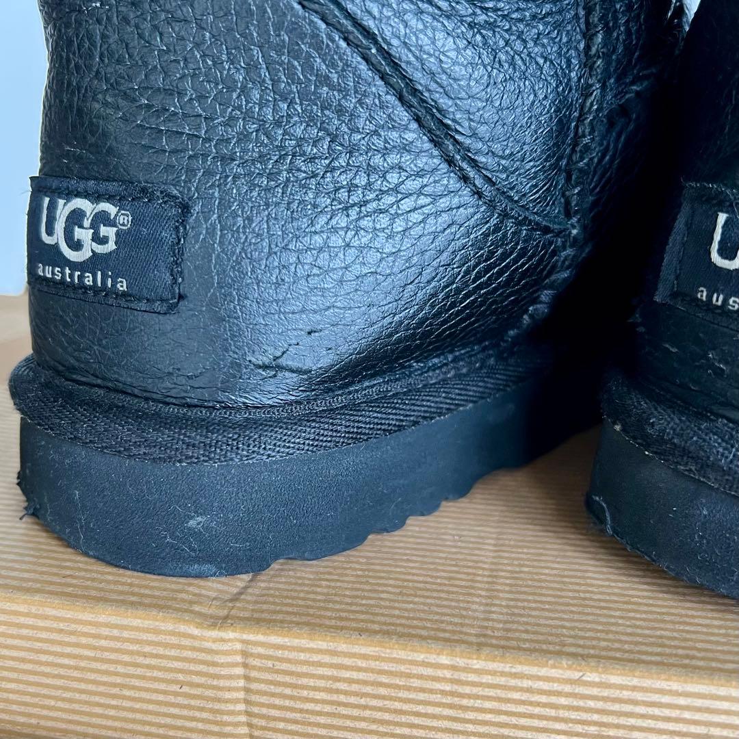 UGG ブラック レザー ムートンブーツ クラッシック ショートサイズ7