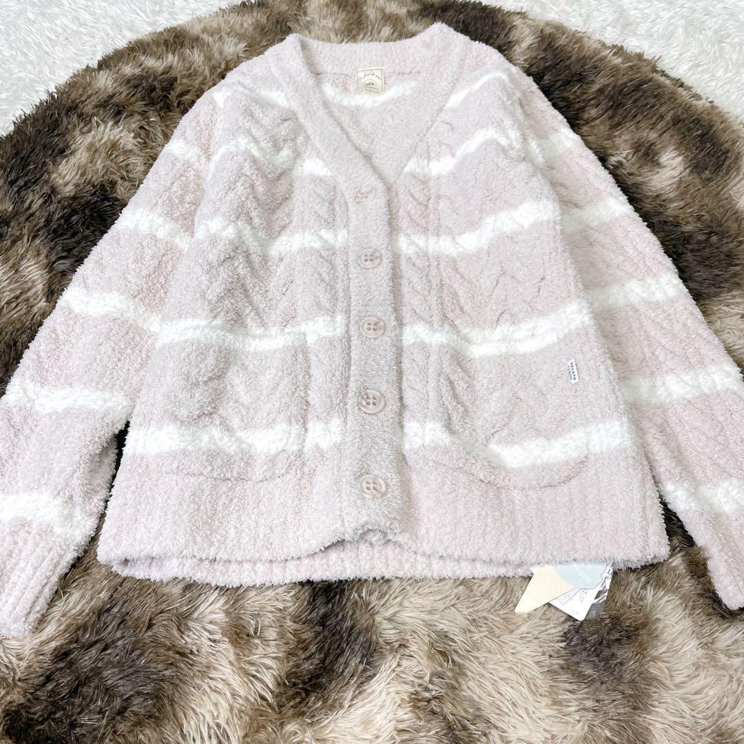 新品✨️ジェラートピケ アランカーディガン （ピンク） モコモコ ニット 部屋着