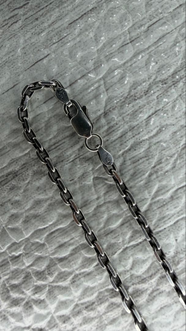 シルバー 925 ビンテージ ネックレス チェーン 45cm 燻し加工